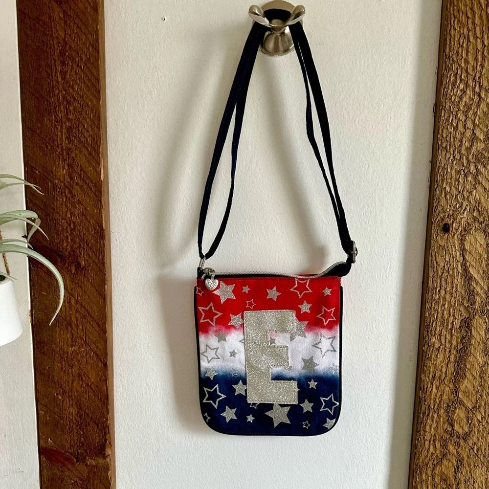 Girl’s Monogrammed ‘E’ Patriotic Purse Red, White, and Blue Star Crossbody Bag